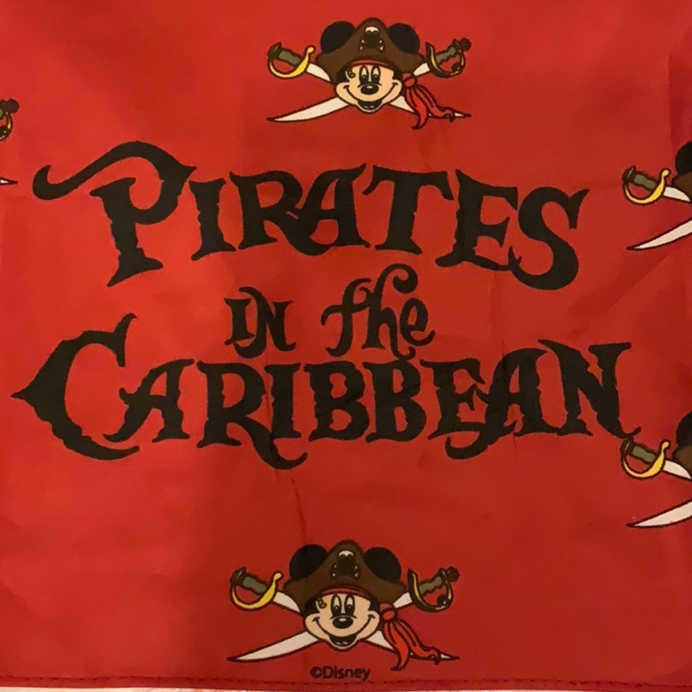 Disney Cruise Line Pirates of the Caribbean Red Scarf Bandana with Mickey Mouse